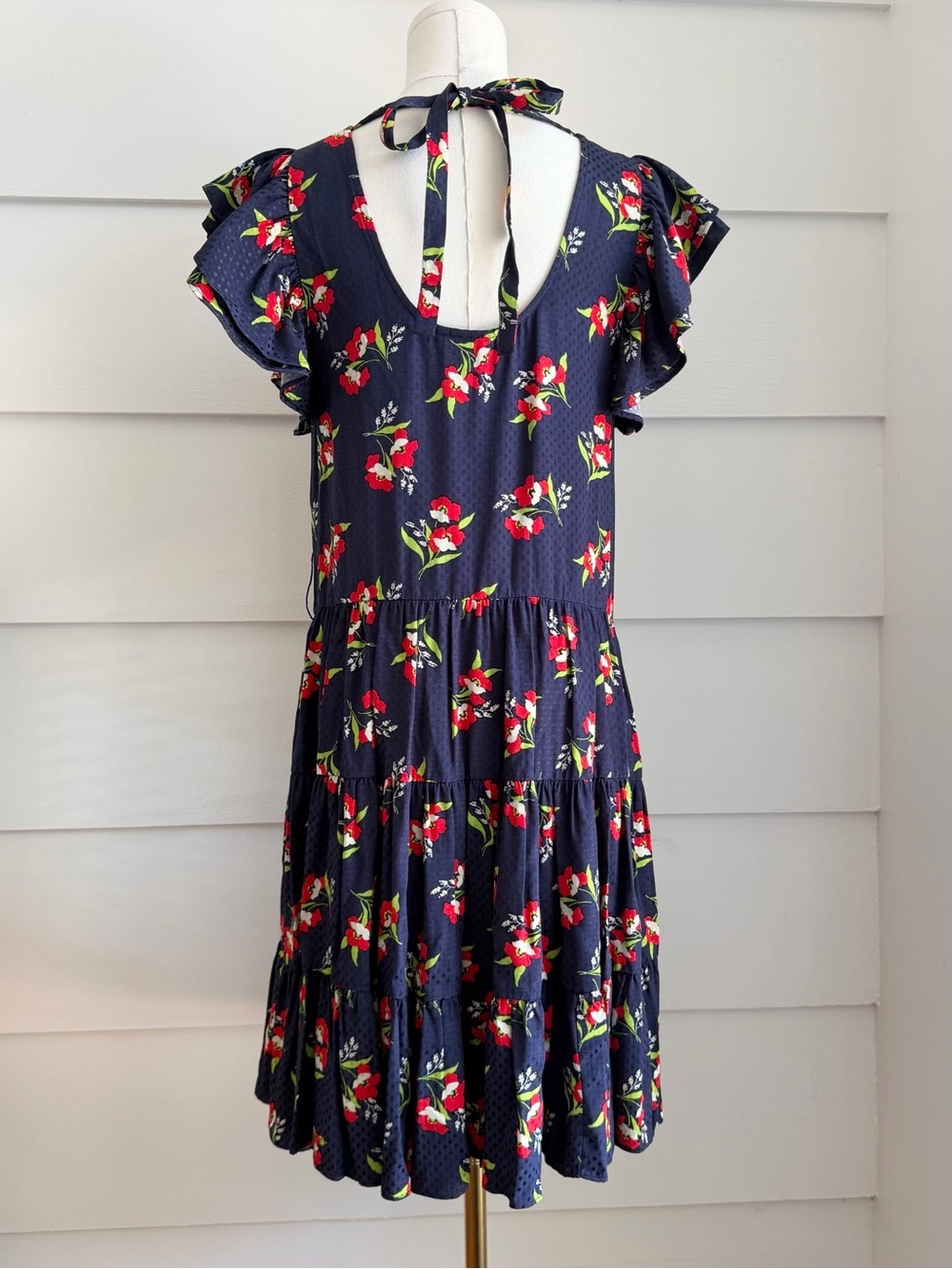 Jill Jill Stuart Midnight Floral Jacquard Flutter Sleeve Dress S - Picture 6 of 9